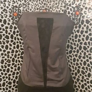 Black stretch tube top w/see-thru lace